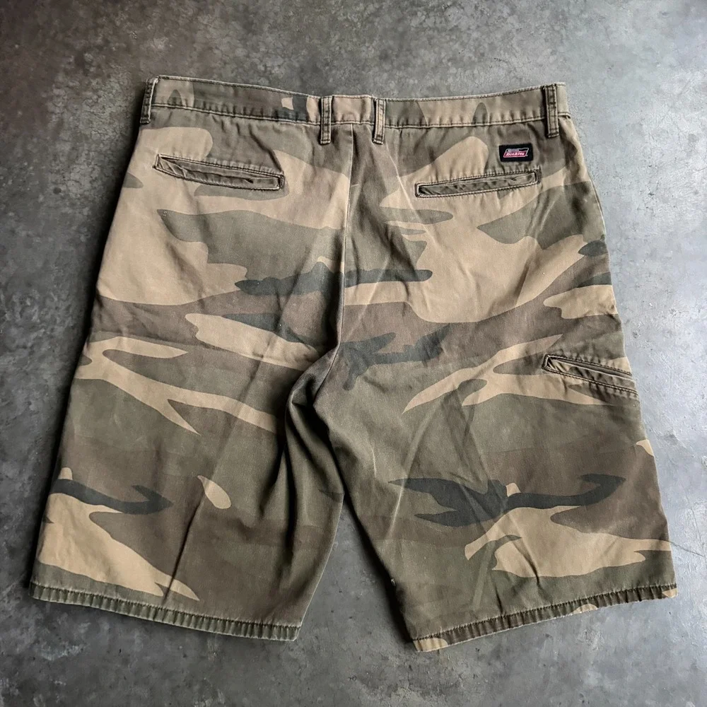 Dickies Camo Chino Shorts Skater Streetwear Grunge Mens 38x12 Baggy Faded